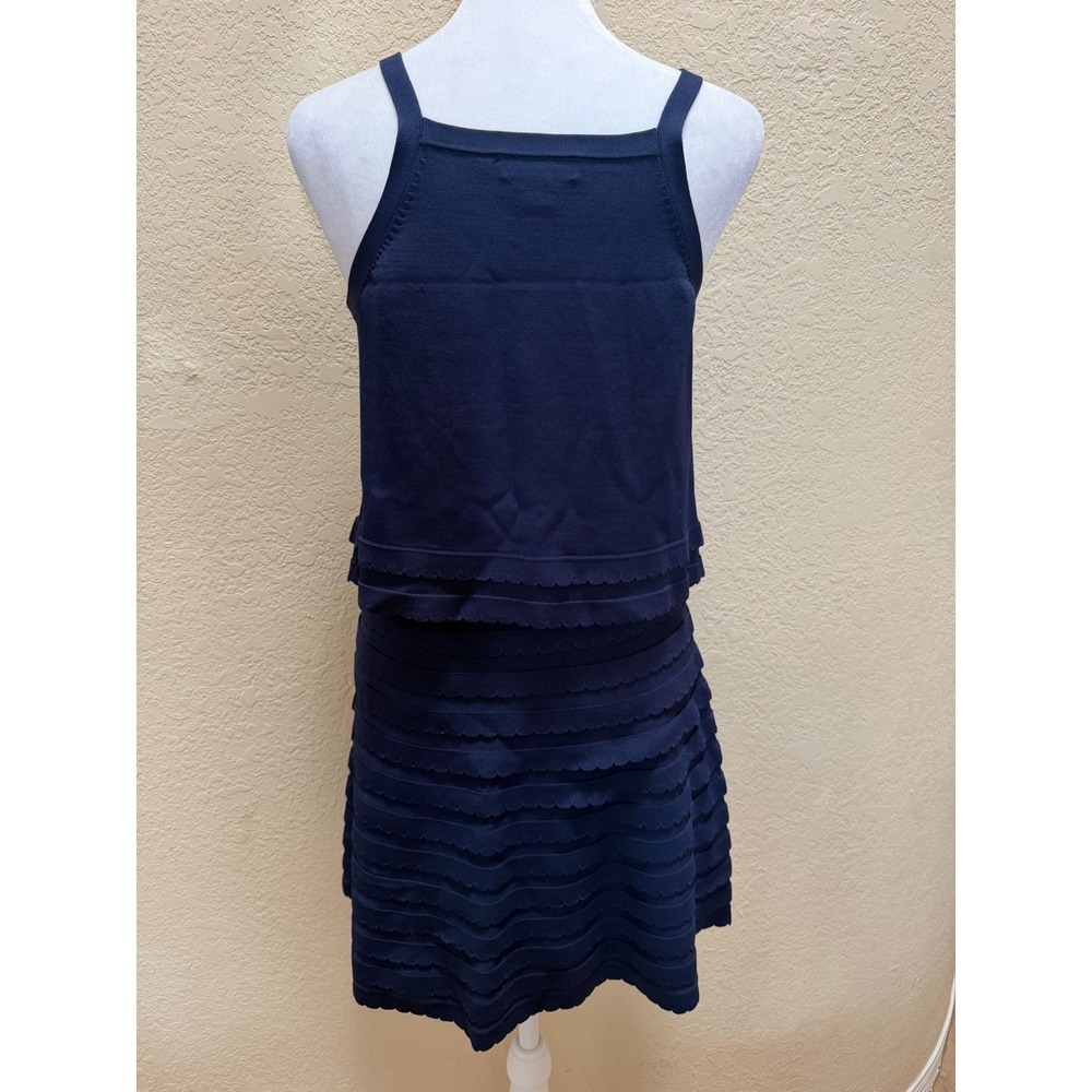Lilly Pulitzer Womens Navy Blue Scalloped Tiered Knit Tank Top and Skirt Set S - Picture 2 of 11
